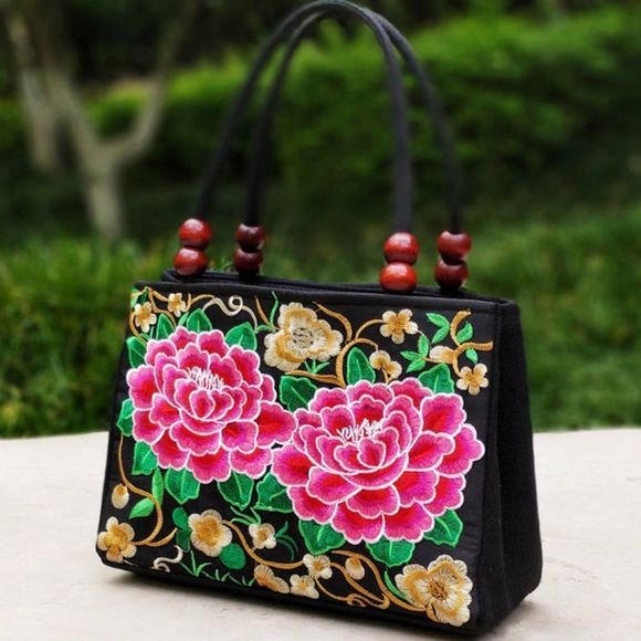 Rose Double-Sided Embroidery Handbags - Picture 1 of 5